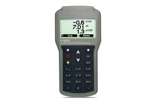 Máy đo nhiệt độ/pH/ORP/EC/TDS/Độ mặn/Trở kháng/Áp suất Hanna HI98195